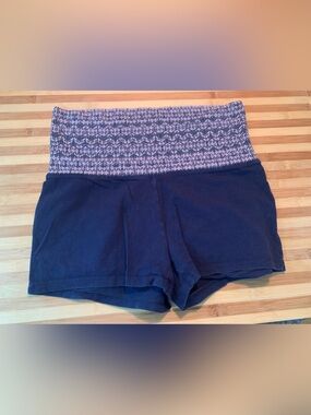 Vintage Y2K Xhilaration FoldOver Navy Booty Shorts with Navy Patterned Waistband